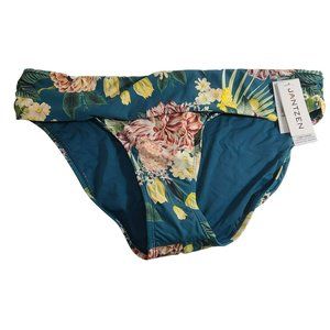 Jantzen Hipster Bikini Bottoms Fold Over Green Floral Women's Extra Large NWT